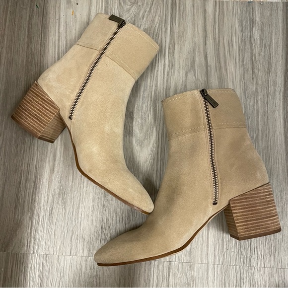 MICHAEL Michael Kors Kenya Suede Block Heel Booties - Beige - Picture 5 of 9